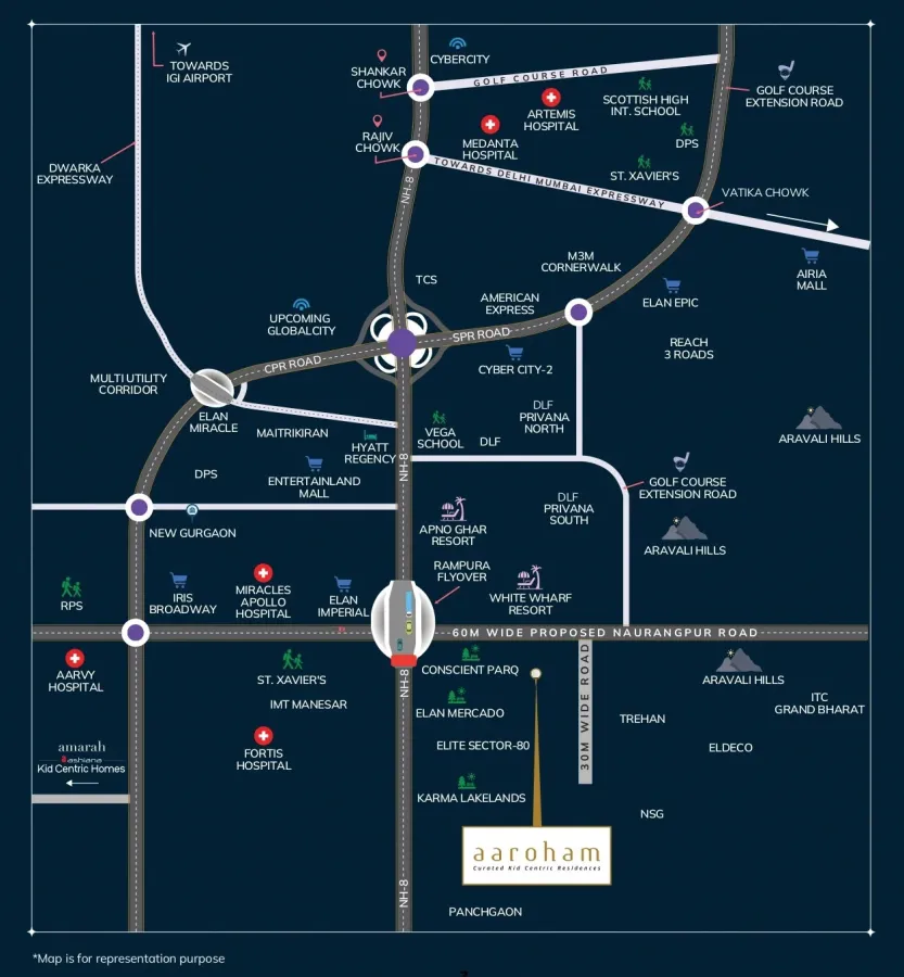 Location map of Ashiana Aaroham
